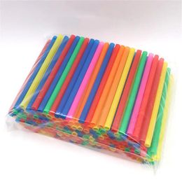 Disposable Cups Straws 200pcs Party Wedding Drinking Multi Colore Flexible Plastic