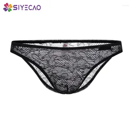 Underpants Men Sexy Underwear Briefs Low Rise U Convex Pouch Brief Stretch Breathable Mesh Panties Transparent