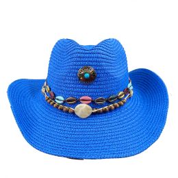 Royal Blue CowboyHat Sunflower Accessories Cowboy Straw Hat Men's and Women's Outdoor Travel Beach Hat Unisex Western Cowboy Hat