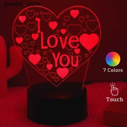 Night Lights Heart shaped 3D acrylic childrens bedside light LED I love you 7-color touch night light girlfriends Valentines Day birthday gift S2452410