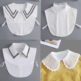 2023 New Fake Victorian Stand Up Collar White Black Lace Collars Detachable For Women Blouse Lapel Shirt False Collar Woman