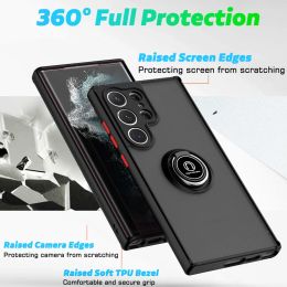 Magnetic Matte Ring Case For Samsung S24 S23 Ultra S22 Plus S21 S20 S23 FE S10 S9 S8 Note 20 10 Plus 9 8 Shockproof Phone Cover
