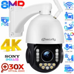 4K 8MP 30X Zoom WiFi PTZ Camera Outdoor Security PoE IP Camera Human/Vehicle Detect 2.4/5G WiFi Auto Tracking Speed Dome Cameras