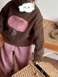 Clothing Sets 2024 Autumn And Winter Korean Style Of Childrens Handmade Sweaters Knitwear Casual Two-piece Set Pants For Boys Girls