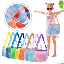 Storage Bags New Outdoor Beach Mesh Bag Childen Sand Away Foldable Protable Baby Toys Clothes Kids Sundries Organisers Drop Delivery H Dhfot