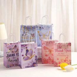 Gift Wrap 6Pcs Sweet Gilding Butterfly Paper Candy Bags Thank You Packaging Bag For Kids Birthday Baby Shower Party Favors Decor