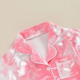 MISOWMNJOY Kids Boys Girls Pama Sets Satin Silk Summer Toddler Sleepwear Short Sleeve Dye Print Shirt Shorts Baby Pyjama Set