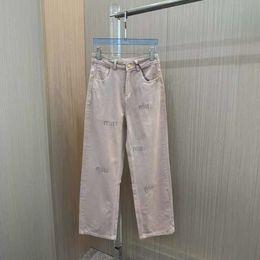 Basic & Casual Dresses Mm24 Summer Fashion Heavy Industry Rolled Diamond Letter Versatile Slim Straight Leg Jeans