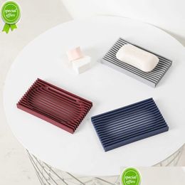 Soap Dishes New Shower Double Sided Dish Sile Drain Plate Bathroom Holder Sap Box Sponge Drop Delivery Home Garden Bath Accessories Dh4Pc