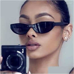 Sunglasses Vintage Siamese Cateye For Women 2023 Brand Small Frame Plastic Classic Rec Sun Glasses Female Black Ocos Drop Delivery Dhoum