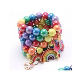 Jewellery Ins 12 Styles Kids Bracelet Colorf Beads Mermaid Flamingo Charms Cute Design Princess For Girl Drop Delivery Baby Maternity Ac Oti2H
