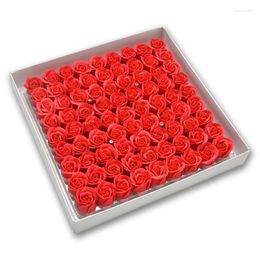 Decorative Flowers Chinese Valentine's Day Gift Three Layers Of Baseless Rose Soap Flower Head Bright Red