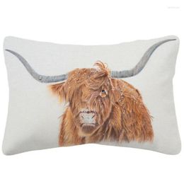 Pillow European Animal Scottish Highland Cow Horn Print Cover Case