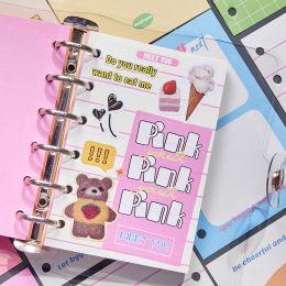 80 Sheet A7 Kawaii Notebook American Style Animal Star Heart Scrapbook Journal 6 Ring Binder Notepad Diary Student Supplies