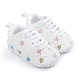 First Walkers Baby Boys Classic PU Heart Embroidered Casual Sports Shoes Newborn Soft Sole Anti slip First Walking Baby Shoes d240525