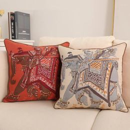 Pillow DUNXDECO Asian Style Retro Classical Elephant Jacquard Cover Art Decorative Case Modern Room Sofa Chair Coussin