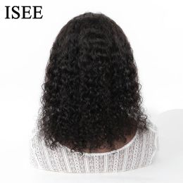 ISEE HAIR Mongolian Water Wave 13X4 HD Transparent Lace Front Wig Bob Short Deep Wave 4x4 Lace Closure Human Hair Wigs