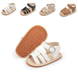 KIDSUN Baby Infant Sandals Leather Rubber Flat Non-slip Soft-Sole Toddler Girl Boy First Walkers Crib Shoes Size 0-18M L2405