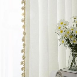 Curtain Cream Japanese Style Plaid Thickened White Tulle Sheer Curtains For Living Room Bedroom Dining Window Decor Custom Size Kitchen