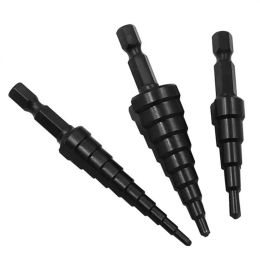 3-12MM HSS Step Drill Bit Set Nitrogen Coated Straight Groove High Speed Steel Stepped Up Cone Conical Hex Shank Hole Cutter