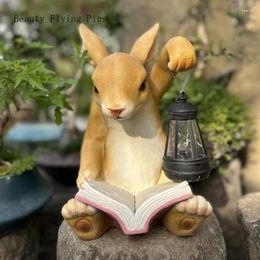 Candle Holders 1 Pc Resin Reading Solar Powered Night Light Outdoors Garden Courtyard Home Decoration Housewarming Gift Blessing