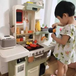 Kitchens Play Food 9cm big kitchen toy childrens game room kitchen appliance set simulation spray baby mini food cooking Christmas gift girl toy d240525
