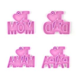 I Love Mom Dad Word Letter Keychain Epoxy Resin Mould Thanksgiving Mother Father Day Pendant Handmade Silicone Mould DIY Crafts