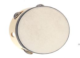 Drum 6 inches Tambourine Bell Hand Held Tambourine Birch Metal Jingles Kids School Musical Toy KTV Party Percussion Toy CCE121678371678
