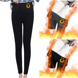 Women's Leggings Velvet Thick Lamb Fleece Autumn And Winter Printed High Waist Warm Pants