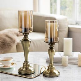 Candle Holders Retro Romantic Holder Luxury Metal Large Golden Simple Modern Table Decoration Bougeoir Home Decor BC50ZT