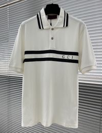 T-shirt masculina de moda designer italiano Polos masculinos Camiseta casual casual camiseta bordada camisetas de alta qualidade 100% algodão pólo colar