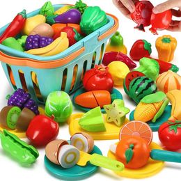 Kitchens Play Food Children pretend to play with kitchen toy sets cut fruits and vegetables game house simulation toys early education girls boys gifts d240525