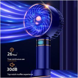 Usb Gadgets Other Home Garden 5000Mah Recharge Portable Fan Handheld Mini Hand Hold Small Pocket With Data Disply Table Stand Air Cond Otmh5