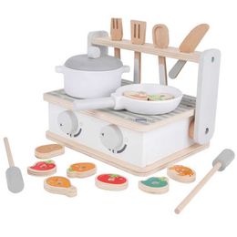 Kitchens Play Food Simulation Childrens Mini Kitchen Cooktop Multi functional Folding Wooden Barbecue Role Playing Game Childrens Gift Wooden Toy Set d240525