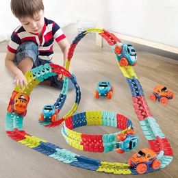 Party Favour DIY Building Block Electric Rail Car Assembled Racing Track Flexible Railway Toy Plastic Children Educational Roller
