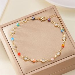 Anklets Summer Handmade Colorful Resin Beads Crystal Beach For Women Bohemia Colored Printing Ankle Bracelet Party Jewelry