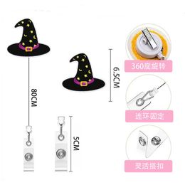 2023 New Cute Embroidery All Saints' Day Badge Reel Retractable ID Badge Holder With 360 Rotating Alligator Clip Name Holder