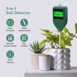3-in-1 Soil Tester Fertility Humidity PH Metre Digital LCD Backlit Moisture Acidity Sensor for Outdoor Plants Gardening Farming