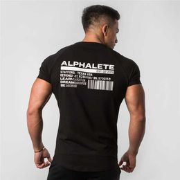 New Summer Fashion Mens Short Sleeve T-Shirts Bodybuilding and Fitness Mens Gyms Clothing Workout Cotton T-Shirt