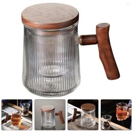 Wine Glasses Vertical Stripe Tea Cup Clear Cups Mug Scented Set Glass With Infuser And Lid Wooden