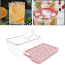 Baking Moulds Effortless Use Ice Tray 104-cavity Round Cube With Lid Scoop Set For Freezer Sphere Ball Cocktail Drinks