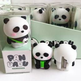 Kawaii Pencil Sharpener Korean Stationery Silicone Cute Panda Manual Pen Pencil Cutter Tool for Students School Office Supplies