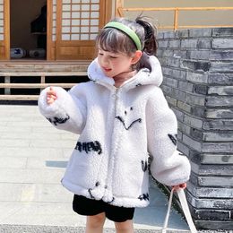 Jackets 2024 Winter Baby Boy Fleece Jacket Warm Hooded Girl Coats Outdoor Snow Clothes Children Print Fashion Kids Outerwear Parkas
