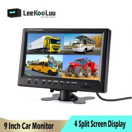 LeeKooLuu 9 Inch TFT LCD Car Monitor 4 Split Screen Headrest Rearview Monitor with RCA Connectors 6 Mode Display Remote Control