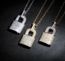 Hip Hop Gold Necklace Jewellery Fashion Mens Womens Silver Iced Out Lock Pendant Necklaces7045697