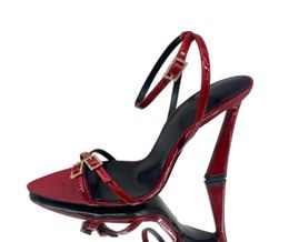 The latest fashion Women Buckle Sandals 10CM Luxury high Heels Patent leather Ankle strap dress red Wedding shoes designer summer 1067869