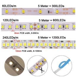 5M DC12V LED Light Strip SMD 2835 Light Tape 240LEDs/m Home Lamp Strip Warm White/Cold White Flexible Cuttable Soft Lamp Bar