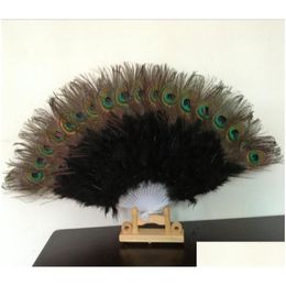 Party Favour Peacock Feather Hand Fan Dancing Bridal Supply Decor Chinese Style Classical Fans P1013 Drop Delivery Home Garden Festive Dhwzf