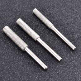 12Pcs Diamond Coated Cylindrical Burr Set 4/4.8/5.5mm Chainsaw Sharpener Stone File Chain Saw Carving Abrasive Grinding Tools