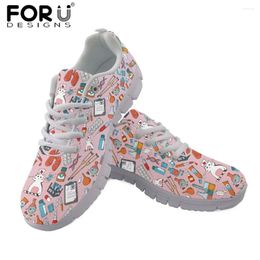 Casual Shoes FORUDESIGNS Brand Design Ladies Sneakers Cartoon Nursing Equipment Pattern Lace-up Flat Women Spring